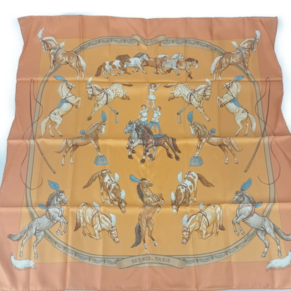 HERMES Orange Silk Scarf - Picture 3 of 7